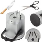 Rechargeable Electric Knife and Scissor Sharpener with Suction Base, Silver