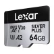 Atmiņas karte Lexar High-Performance Silver Plus microSDXC 64GB ar adapteri (LMSSIPL064G-BNANG)