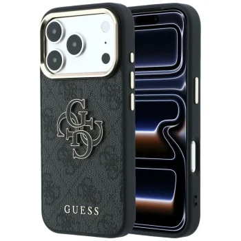 Guess 4G & Big Resin Logo vāciņš priekš iPhone 17 Pro Max / 18 Pro Max, melns