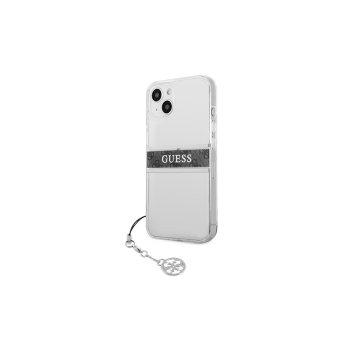 Guess GUHCP13LKB4GGR iPhone 13 Pro / 6,1\" Caurspīdīgs cietais futrālis 4G Grey Strap Charm | Transparent hardcase