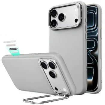 Чехол ESR Leather Kickstand MagSafe для iPhone 18 Pro Max / 17 Pro Max, серый