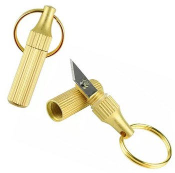 Package opener knife keychain