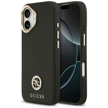 Guess iPhone 17 vāciņš Grained Strass Logo MagSafe, melns
