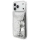 Чехол Guess Liq. Glitter Charms для iPhone 17 Pro — серебристый