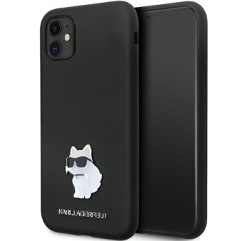 Karl Lagerfeld iPhone 11 / Xr vāciņš Silicone Choupette Metal Pin, melns