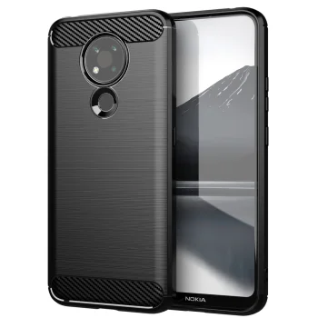 Nokia 3.4 Carbon Fiber TPU Protective Case Cover, Black | Чехол Обложка Бампер Кабура
