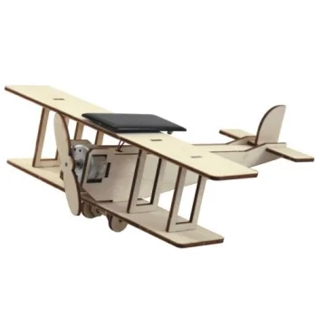 Деревянный конструктор на солнечной батарее Biplane Flying Star