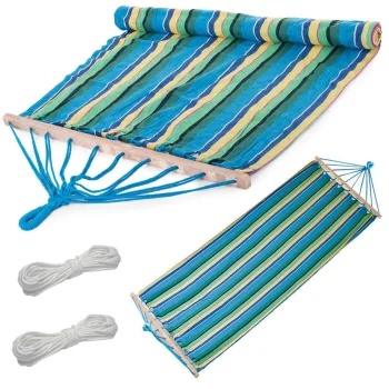 Dārza Mājas Vienvietīgs Šūpuļtīkls ar Koka Stieni - 200x80 cm | Garden Hammock