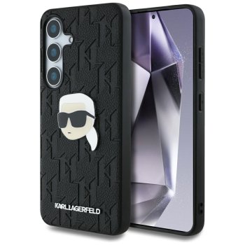 Чехол Karl Lagerfeld Leather Monogram Pin Logo Karl Head для Samsung Galaxy S25 Черный
