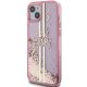 Guess iPhone 15 Plus / 14 Plus vāciņš Liquid Glitter Gold Stripes, rozā
