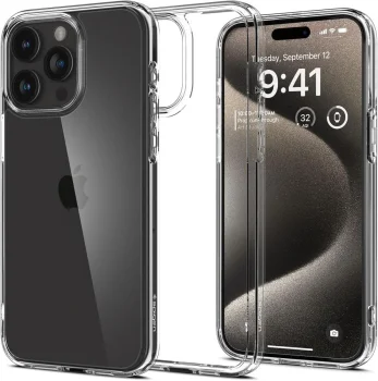 Apple iPhone 15 Pro Max 6.7'' Spigen Ultra Hybridd Case Cover, Crystal Clear | Чехол Кейс Бампер...