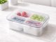4-Compartment Lunch Box Snack Container with Lid, Clear White