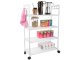 Mobile Storage Cart on Wheels, 4 Tiers with Hooks, 86x56x26.5 cm