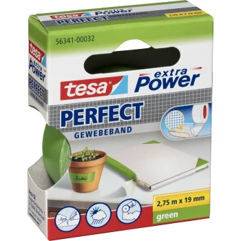 Тканевая клейкая лента Tesa extra Power Perfect 2,75 м x 19 мм, зеленая