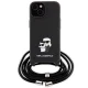 Karl Lagerfeld iPhone 15 vāciņš Crossbody Saffiano Metal Pin, melns