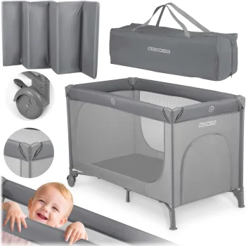 Дорожная кроватка Ricokids RK-240 с матрасом и сумкой, 125x65x78 см, серая