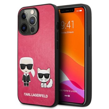 Karl Lagerfeld iPhone 13 Pro / 13 vāciņš Ikonik Karl&Choupette Fuksija