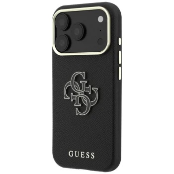 Чехол Guess Grained & Big Resin Logo для Apple iPhone 18 Pro / 17 Pro, черный