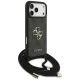 Guess 4G Lielā Logotipa Siksniņas Crossbody Maciņš priekš iPhone 17 Pro Max - Melns | Big Logo Cord Stap Phone...