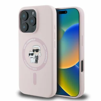 Karl Lagerfeld Silicone Karl&Choupette Heads MagSafe vāciņš iPhone 16 Pro Max, Rozā