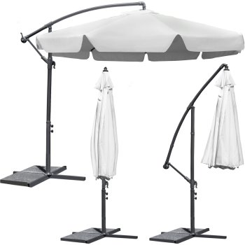 Salokāms dārza lietussargs, saulessargs, 8 segmentu, pelēks, 300cm | Folding Garden Umbrella