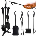 Kaminer 25969 Vintage 5-Piece Fireplace Tool Set with Stand, Black