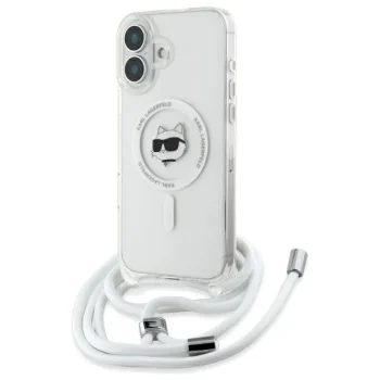 Чехол Karl Lagerfeld для iPhone 16 IML Choupette Head & Cord MagSafe, прозрачный
