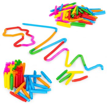 Pop Tubes Sensory Fidget Toys for Kids, Connectable Building Tubes, 60 Pack