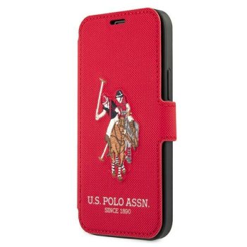 Apple iPhone 12 / 12 Pro 6.1" US Polo Embroidery Collection Book Case Cover (USFLBKP12MPUGFLRE), Red