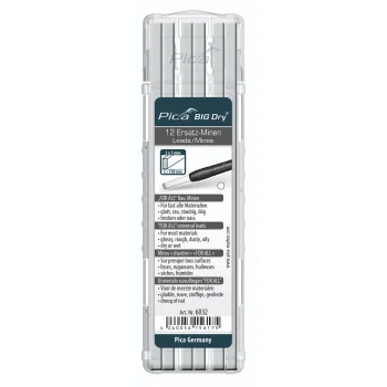 Pica BIG Dry rezerves serdeņi zīmulim, 2x5 mm, 12 gab., balti