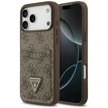 Guess 4G nauble Card Triangle ümbris iPhone 18 Pro Max ja 17 Pro Max mudelitele, pruun