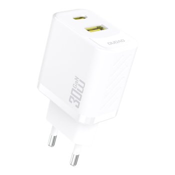 Dudao A27TEU PD 30W GaN USB-A USB-C sienas lādētājs – balts