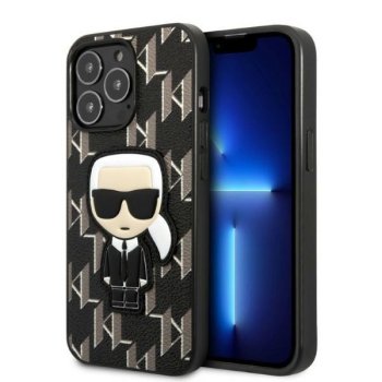 Apple iPhone 13 Pro 6.1" Karl Lagerfeld Monogram Ikonik Patch Case Cover (KLHCP13LPMNIKBK), Black
