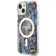 Guess iPhone 14 vāciņš Leopard MagSafe, zils