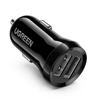 Divu USB portu auto lādētājs Ugreen 50875 24W 4.8A Melns