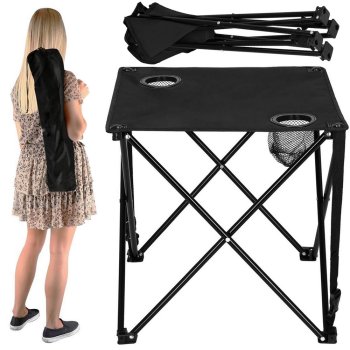 Folding Fishing Camping Table, Black