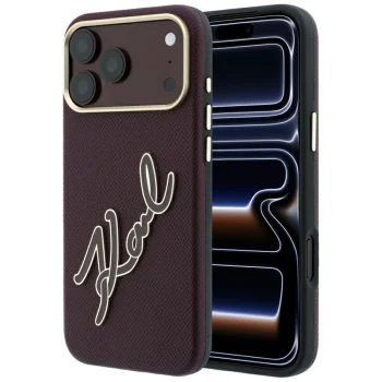 Karl Lagerfeld Smooth Big Resin Signature vāciņš iPhone 18 Pro / 17 Pro, bordo