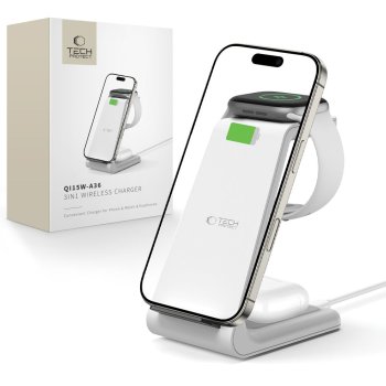 Tech-Protect QI15W-A36 3in1 uzlādes stacija Apple ierīcēm – balta