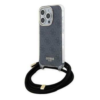 Guess iPhone 15 Pro Max vāciņš Crossbody Cord 4G Print, melns