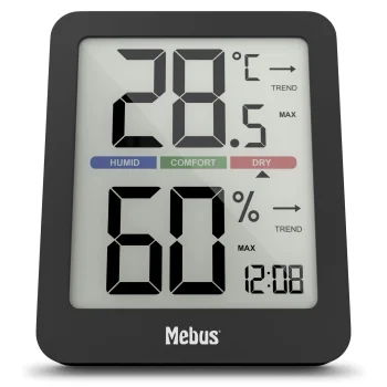 Mebus 11115 digitālais termo-higrometrs, melns