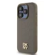 Чехол DKNY для iPhone 15 Pro Leather Monogram Pattern Metal Logo MagSafe, коричневый