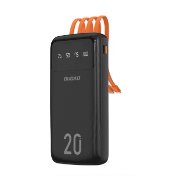 Внешний аккумулятор Dudao K6Pro+ 20000mAh с 4 встроенными кабелями, черный