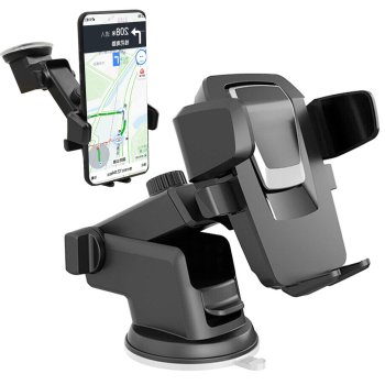 Universal Car Phone Holder for Windshield and Dashboard, black