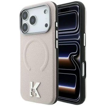 Чехол Karl Lagerfeld Grained Embossed Ring & Kameo Logo MagSafe для iPhone 18 Pro / 17 Pro, бежевый