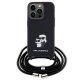 Karl Lagerfeld iPhone 15 Pro vāciņš Crossbody Saffiano Metal Pin, melns