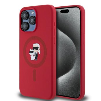 Apple iPhone 15 Pro Max 6.7'' Karl Lagerfeld Karl&Choupette Glitter MagSafe Cover Case, Red | Telefona Vāciņš...