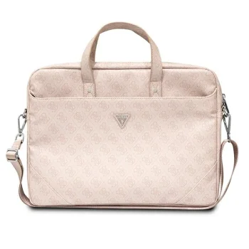 Сумка Guess Saffiano 4G Triangle Logo для ноутбука 16", розовая