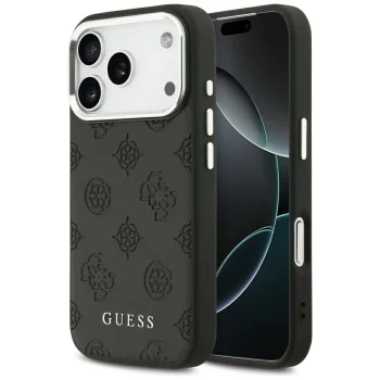 Чехол Guess Peony Hot Stamp Script MagSafe для iPhone 17 Pro — черный