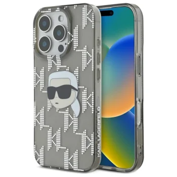 Karl Lagerfeld iPhone 16 Pro vāciņš IML Karl Head Electroplated, melns