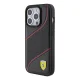 Ferrari iPhone 15 Pro vāciņš Perforated Waves Metal Logo, melns